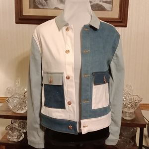 LuLaRoe color block denim jacket.  NWOT